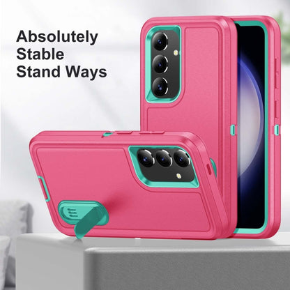 Rugged PC Hybrid Silicone Phone Case with Holder, For Samsung Galaxy S24+ / S25+ 5G, For Samsung Galaxy S25 Ultra 5G