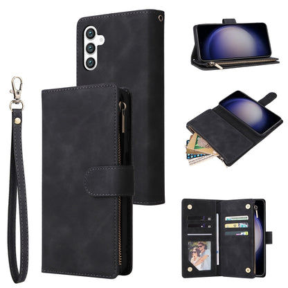 Multifunctional Frosted Zipper Wallet Leather Phone Case, For Samsung Galaxy S25 FE 5G, For Samsung Galaxy S25 Edge 5G, For Samsung Galaxy S25 5G, For Samsung Galaxy S25+ 5G