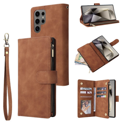 Multifunctional Frosted Zipper Wallet Leather Phone Case, For Galaxy S25 Ultra 5G, For Galaxy S24 FE 5G, For Galaxy S23 FE 5G, For Galaxy S22+ 5G