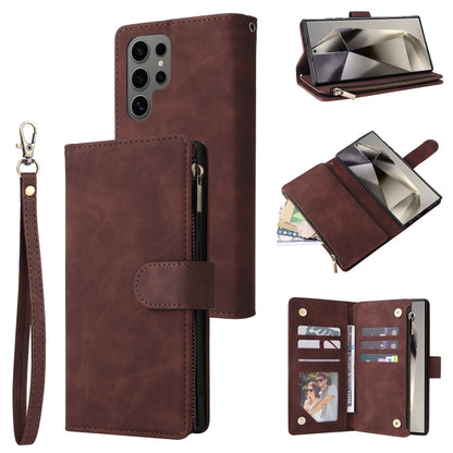 Multifunctional Frosted Zipper Wallet Leather Phone Case, For Galaxy S25 Ultra 5G, For Galaxy S24 FE 5G, For Galaxy S23 FE 5G, For Galaxy S22+ 5G