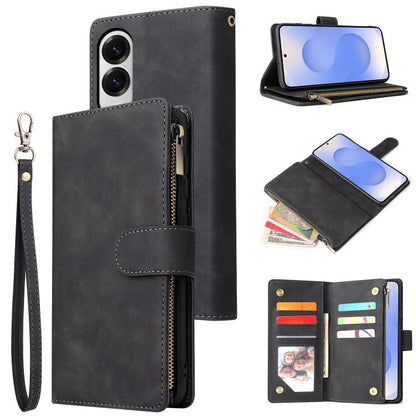 Multifunctional Frosted Zipper Wallet Leather Phone Case, For Samsung Galaxy S25 FE 5G, For Samsung Galaxy S25 Edge 5G, For Samsung Galaxy S25 5G, For Samsung Galaxy S25+ 5G