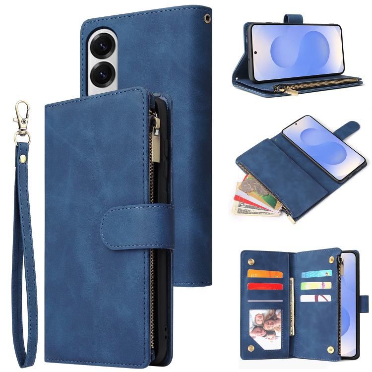 Multifunctional Frosted Zipper Wallet Leather Phone Case, For Samsung Galaxy S25 FE 5G, For Samsung Galaxy S25 Edge 5G, For Samsung Galaxy S25 5G, For Samsung Galaxy S25+ 5G