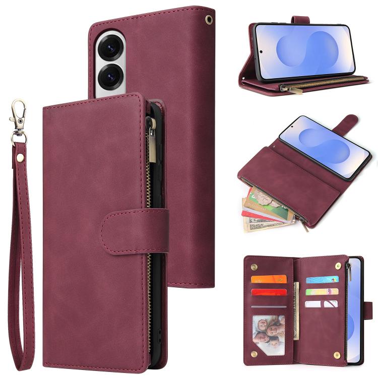 Multifunctional Frosted Zipper Wallet Leather Phone Case, For Samsung Galaxy S25 FE 5G, For Samsung Galaxy S25 Edge 5G, For Samsung Galaxy S25 5G, For Samsung Galaxy S25+ 5G