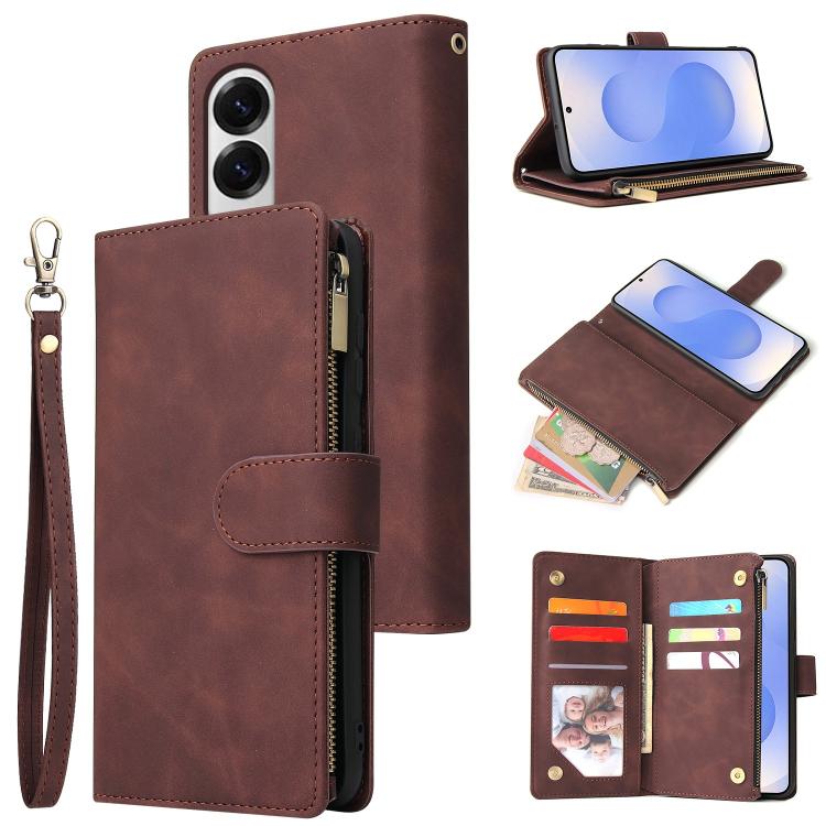 Multifunctional Frosted Zipper Wallet Leather Phone Case, For Samsung Galaxy S25 FE 5G, For Samsung Galaxy S25 Edge 5G, For Samsung Galaxy S25 5G, For Samsung Galaxy S25+ 5G