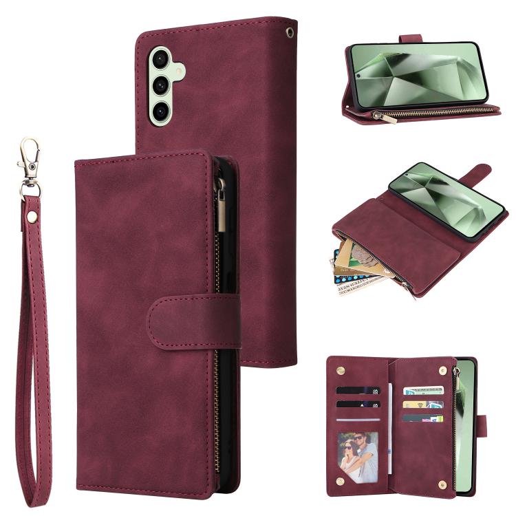 Multifunctional Frosted Zipper Wallet Leather Phone Case, For Galaxy S25 Ultra 5G, For Galaxy S24 FE 5G, For Galaxy S23 FE 5G, For Galaxy S22+ 5G
