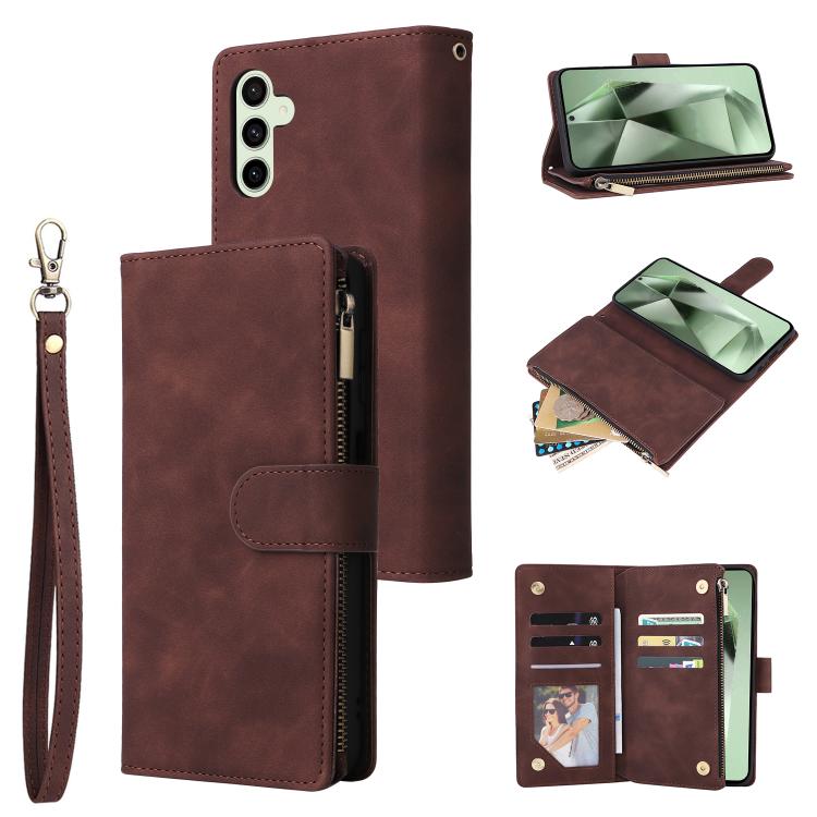 Multifunctional Frosted Zipper Wallet Leather Phone Case, For Galaxy S25 Ultra 5G, For Galaxy S24 FE 5G, For Galaxy S23 FE 5G, For Galaxy S22+ 5G