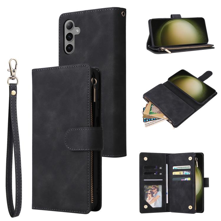 Multifunctional Frosted Zipper Wallet Leather Phone Case, For Samsung Galaxy S24 FE 5G, For Samsung Galaxy S23 FE 5G, For Samsung Galaxy S22+ 5G