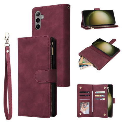 Multifunctional Frosted Zipper Wallet Leather Phone Case, For Galaxy S25 Ultra 5G, For Galaxy S24 FE 5G, For Galaxy S23 FE 5G, For Galaxy S22+ 5G