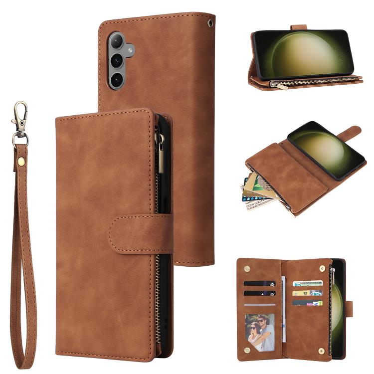 Multifunctional Frosted Zipper Wallet Leather Phone Case, For Galaxy S25 Ultra 5G, For Galaxy S24 FE 5G, For Galaxy S23 FE 5G, For Galaxy S22+ 5G