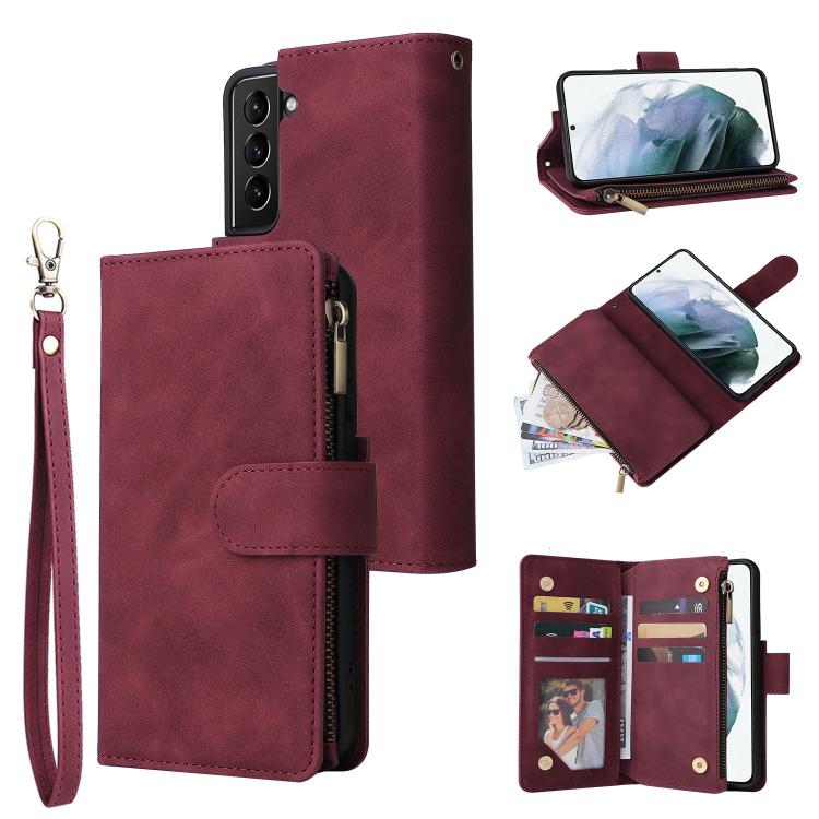 Multifunctional Frosted Zipper Wallet Leather Phone Case, For Galaxy S25 Ultra 5G, For Galaxy S24 FE 5G, For Galaxy S23 FE 5G, For Galaxy S22+ 5G