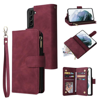 Multifunctional Frosted Zipper Wallet Leather Phone Case, For Galaxy S25 Ultra 5G, For Galaxy S24 FE 5G, For Galaxy S23 FE 5G, For Galaxy S22+ 5G