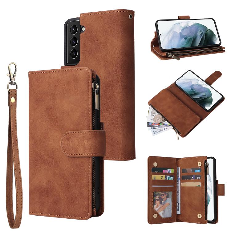 Multifunctional Frosted Zipper Wallet Leather Phone Case, For Galaxy S25 Ultra 5G, For Galaxy S24 FE 5G, For Galaxy S23 FE 5G, For Galaxy S22+ 5G