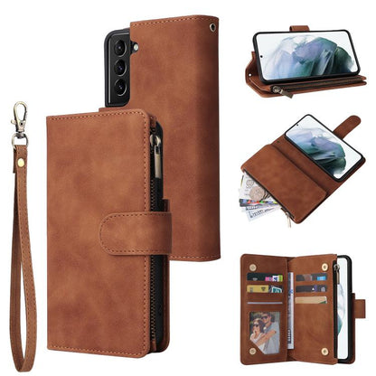 Multifunctional Frosted Zipper Wallet Leather Phone Case, For Galaxy S25 Ultra 5G, For Galaxy S24 FE 5G, For Galaxy S23 FE 5G, For Galaxy S22+ 5G