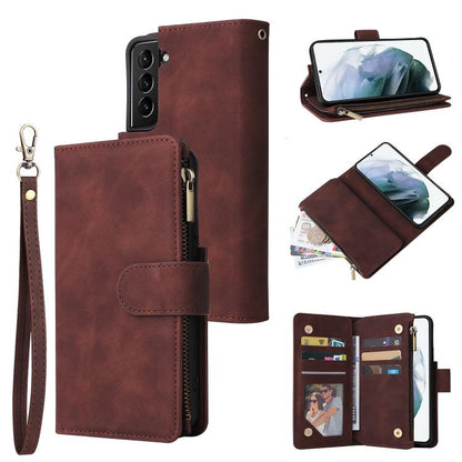 Multifunctional Frosted Zipper Wallet Leather Phone Case, For Samsung Galaxy S24 FE 5G, For Samsung Galaxy S23 FE 5G, For Samsung Galaxy S22+ 5G