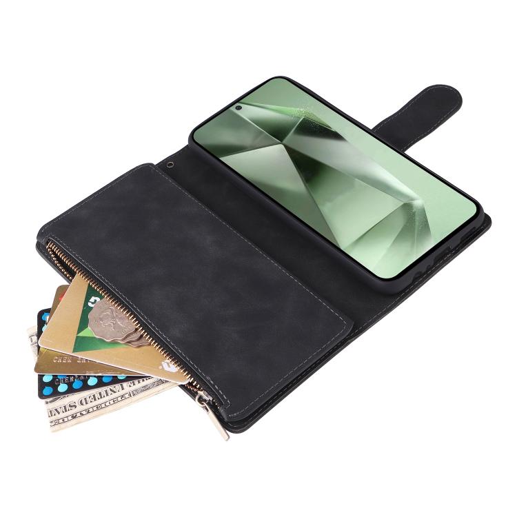 Multifunctional Frosted Zipper Wallet Leather Phone Case, For Samsung Galaxy S25 FE 5G, For Samsung Galaxy S25 Edge 5G, For Samsung Galaxy S25 5G, For Samsung Galaxy S25+ 5G
