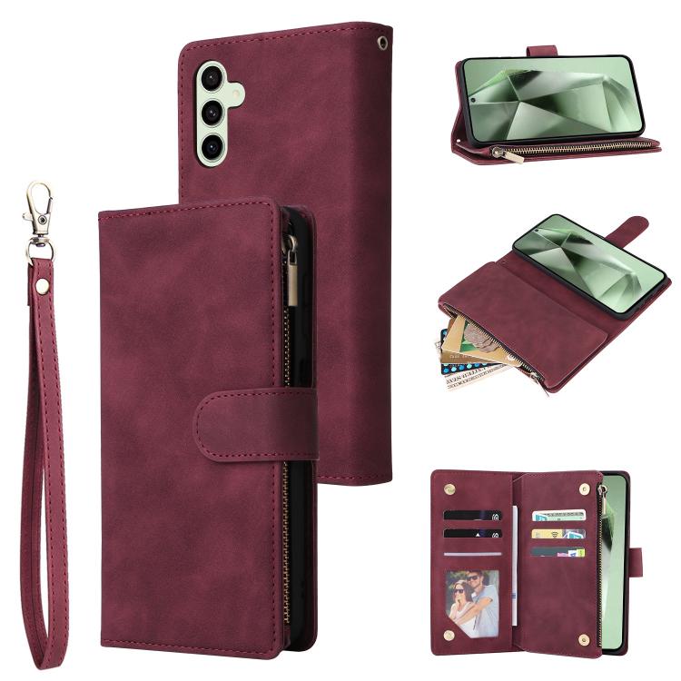 Multifunctional Frosted Zipper Wallet Leather Phone Case, For Samsung Galaxy S25 FE 5G, For Samsung Galaxy S25 Edge 5G, For Samsung Galaxy S25 5G, For Samsung Galaxy S25+ 5G