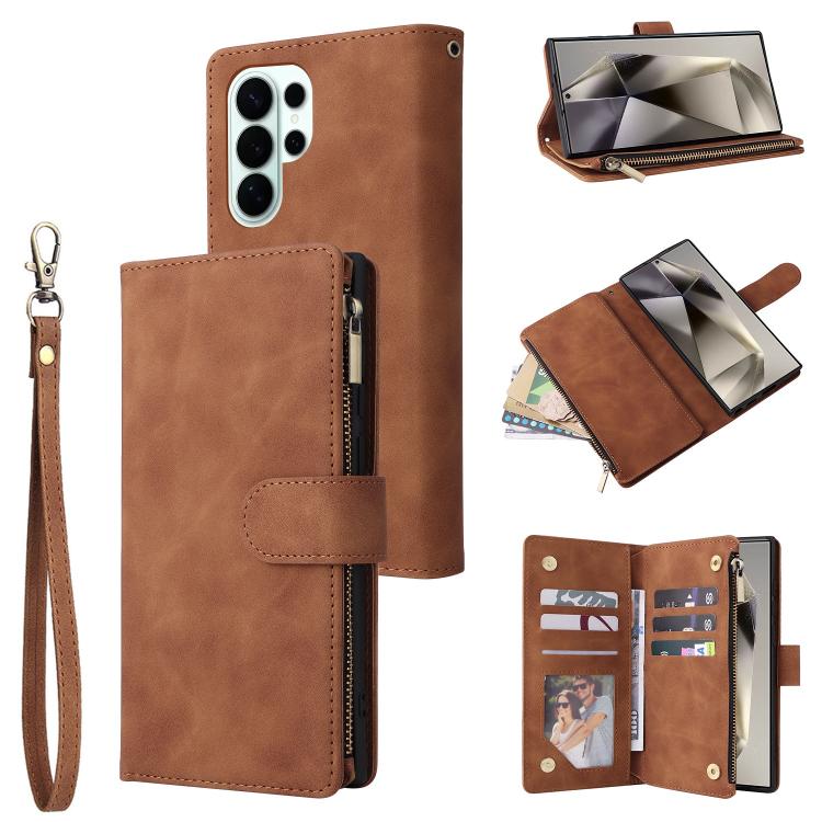 Multifunctional Frosted Zipper Wallet Leather Phone Case, For Galaxy S26 FE 5G, For Galaxy S26+ 5G, For Galaxy S26 Ultra 5G, For Galaxy S26 5G