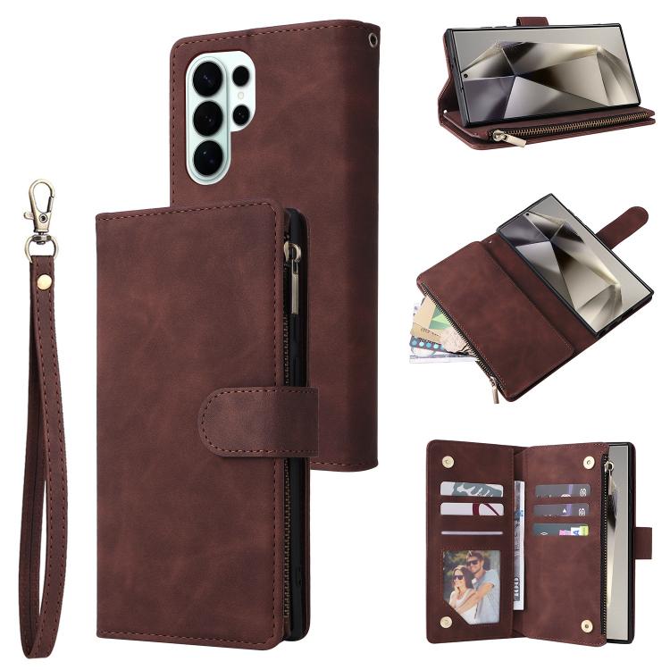 Multifunctional Frosted Zipper Wallet Leather Phone Case, For Galaxy S26 FE 5G, For Galaxy S26+ 5G, For Galaxy S26 Ultra 5G, For Galaxy S26 5G