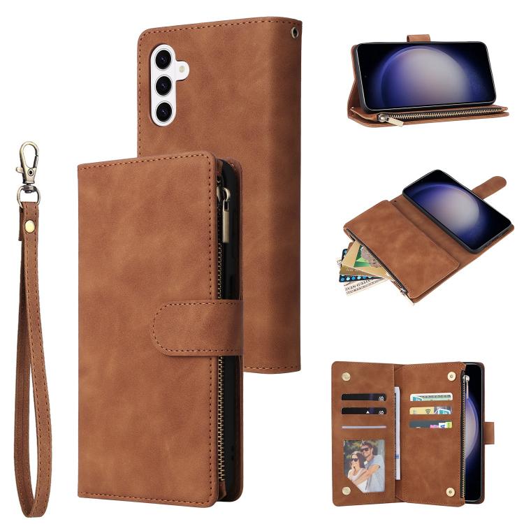 Multifunctional Frosted Zipper Wallet Leather Phone Case, For Galaxy S26 FE 5G, For Galaxy S26+ 5G, For Galaxy S26 Ultra 5G, For Galaxy S26 5G