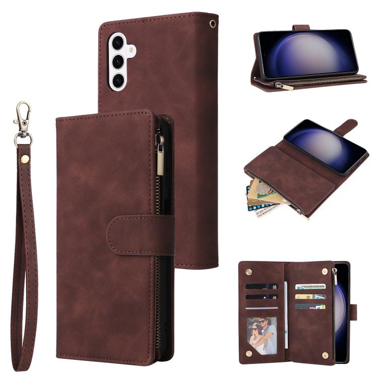 Multifunctional Frosted Zipper Wallet Leather Phone Case, For Galaxy S26 FE 5G, For Galaxy S26+ 5G, For Galaxy S26 Ultra 5G, For Galaxy S26 5G