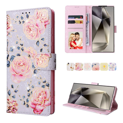 Bronzing Painting RFID Leather Phone Case, For Galaxy S25 Ultra 5G, For Galaxy S23 Ultra 5G, For Galaxy S23+ 5G, For Galaxy S23 5G