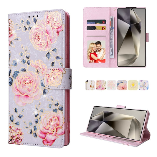 Bronzing Painting RFID Leather Phone Case, For Galaxy S25 Ultra 5G, For Galaxy S23 Ultra 5G, For Galaxy S23+ 5G, For Galaxy S23 5G