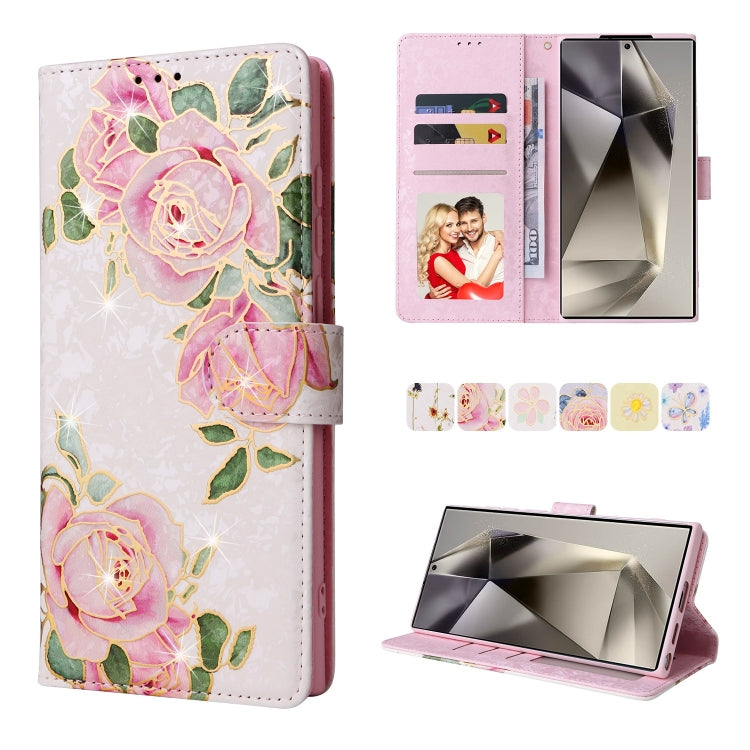 Bronzing Painting RFID Leather Phone Case, For Galaxy S25 Ultra 5G, For Galaxy S23 Ultra 5G, For Galaxy S23+ 5G, For Galaxy S23 5G