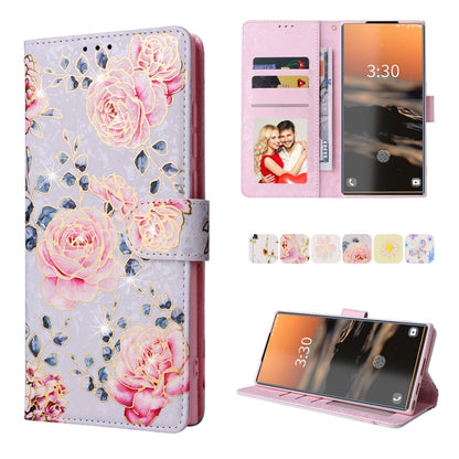 Bronzing Painting RFID Leather Phone Case, For Galaxy S25 Ultra 5G, For Galaxy S23 Ultra 5G, For Galaxy S23+ 5G, For Galaxy S23 5G