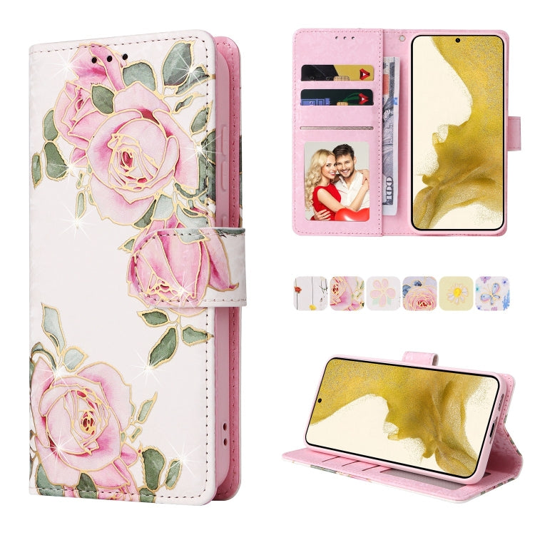 Bronzing Painting RFID Leather Phone Case, For Galaxy S25 Ultra 5G, For Galaxy S23 Ultra 5G, For Galaxy S23+ 5G, For Galaxy S23 5G