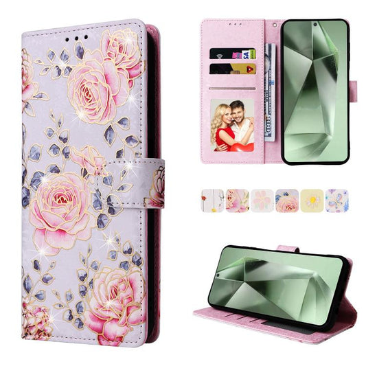 Bronzing Painting RFID Leather Phone Case, For Galaxy S26 FE 5G, For Galaxy S25 FE 5G, For Galaxy S25 5G, For Galaxy S25+ 5G