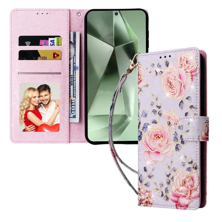 Bronzing Painting RFID Leather Phone Case, For Galaxy S26 FE 5G, For Galaxy S25 FE 5G, For Galaxy S25 5G, For Galaxy S25+ 5G