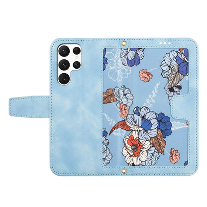 Floral Pattern Leather Phone Case with Lanyard, For Samsung Galaxy S25 Ultra 5G, For Samsung Galaxy S24 FE 5G, For Samsung Galaxy S24 Ultra 5G, For Samsung Galaxy S24+ 5G