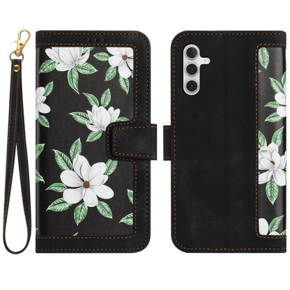 Floral Pattern Leather Phone Case with Lanyard, For Samsung Galaxy S25 5G, For Samsung Galaxy S25+ 5G, For Samsung Galaxy S25 Ultra 5G, For Samsung Galaxy S24 FE 5G