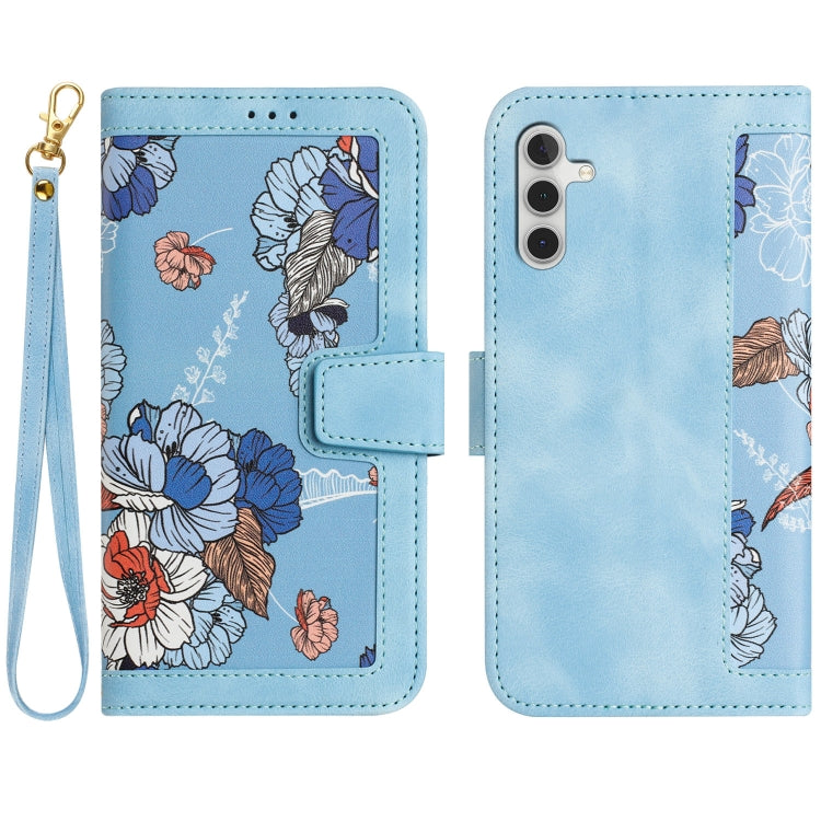 Floral Pattern Leather Phone Case with Lanyard, For Samsung Galaxy S25 5G, For Samsung Galaxy S25+ 5G, For Samsung Galaxy S25 Ultra 5G, For Samsung Galaxy S24 FE 5G