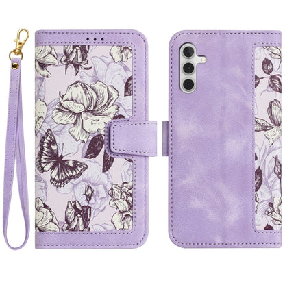 Floral Pattern Leather Phone Case with Lanyard, For Samsung Galaxy S26 FE 5G, For Samsung Galaxy S25 FE 5G, For Samsung Galaxy S25 5G, For Samsung Galaxy S25+ 5G