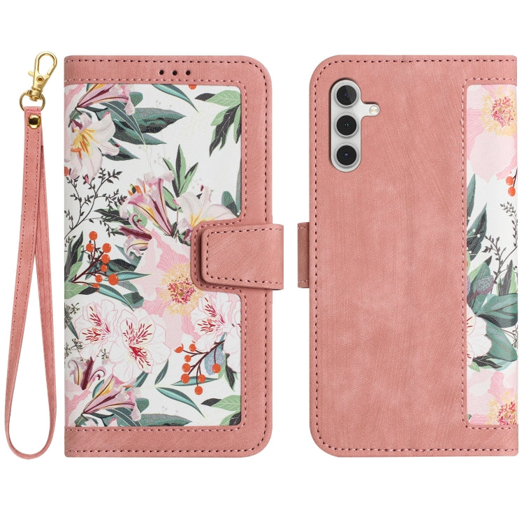 Floral Pattern Leather Phone Case with Lanyard, For Samsung Galaxy S26 FE 5G, For Samsung Galaxy S25 FE 5G, For Samsung Galaxy S25 5G, For Samsung Galaxy S25+ 5G