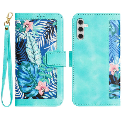 Floral Pattern Leather Phone Case with Lanyard, For Samsung Galaxy S25 Ultra 5G, For Samsung Galaxy S24 FE 5G, For Samsung Galaxy S24 Ultra 5G, For Samsung Galaxy S24+ 5G