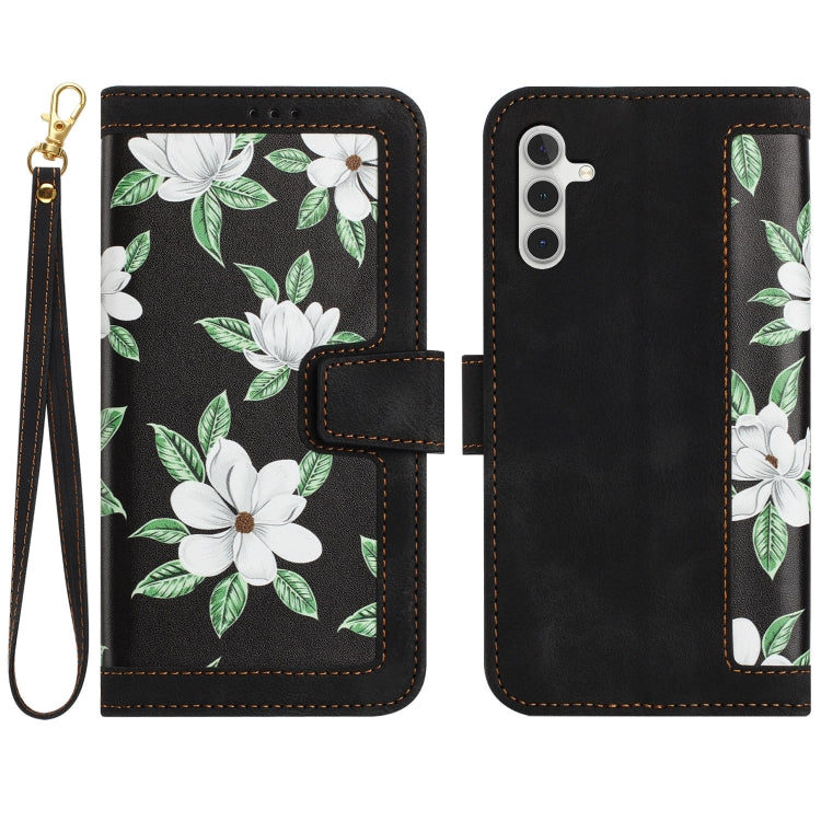 Floral Pattern Leather Phone Case with Lanyard, For Samsung Galaxy S25 Ultra 5G, For Samsung Galaxy S24 FE 5G, For Samsung Galaxy S24 Ultra 5G, For Samsung Galaxy S24+ 5G