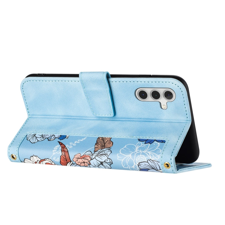 Floral Pattern Leather Phone Case with Lanyard, For Samsung Galaxy S24 5G, For Samsung Galaxy S23 FE 5G, For Samsung Galaxy S23 Ultra 5G, For Samsung Galaxy S23+ 5G