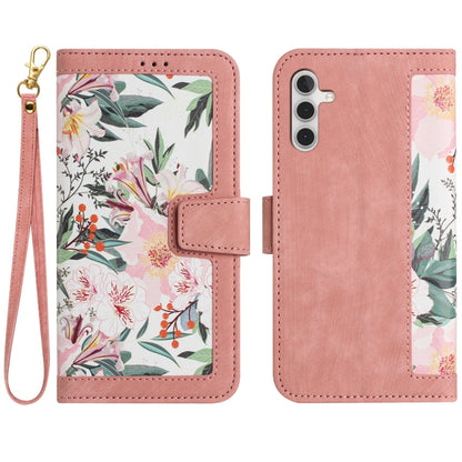 Floral Pattern Leather Phone Case with Lanyard, For Samsung Galaxy S24 5G, For Samsung Galaxy S23 FE 5G, For Samsung Galaxy S23 Ultra 5G, For Samsung Galaxy S23+ 5G