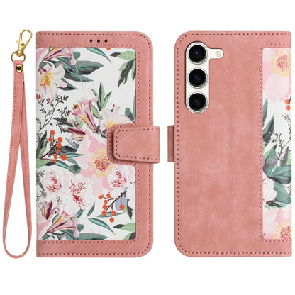 Floral Pattern Leather Phone Case with Lanyard, For Samsung Galaxy S24 5G, For Samsung Galaxy S23 FE 5G, For Samsung Galaxy S23 Ultra 5G, For Samsung Galaxy S23+ 5G