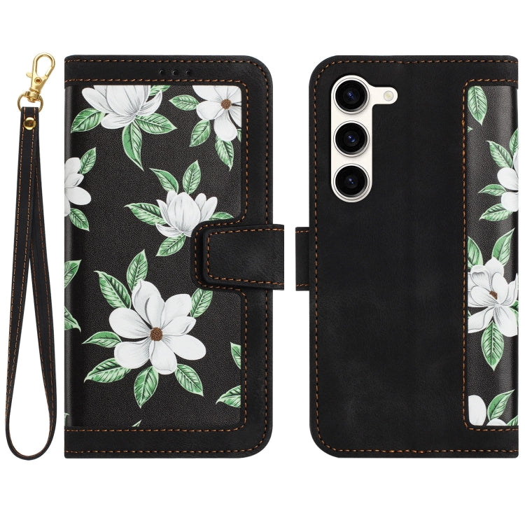 Floral Pattern Leather Phone Case with Lanyard, For Samsung Galaxy S24 5G, For Samsung Galaxy S23 FE 5G, For Samsung Galaxy S23 Ultra 5G, For Samsung Galaxy S23+ 5G
