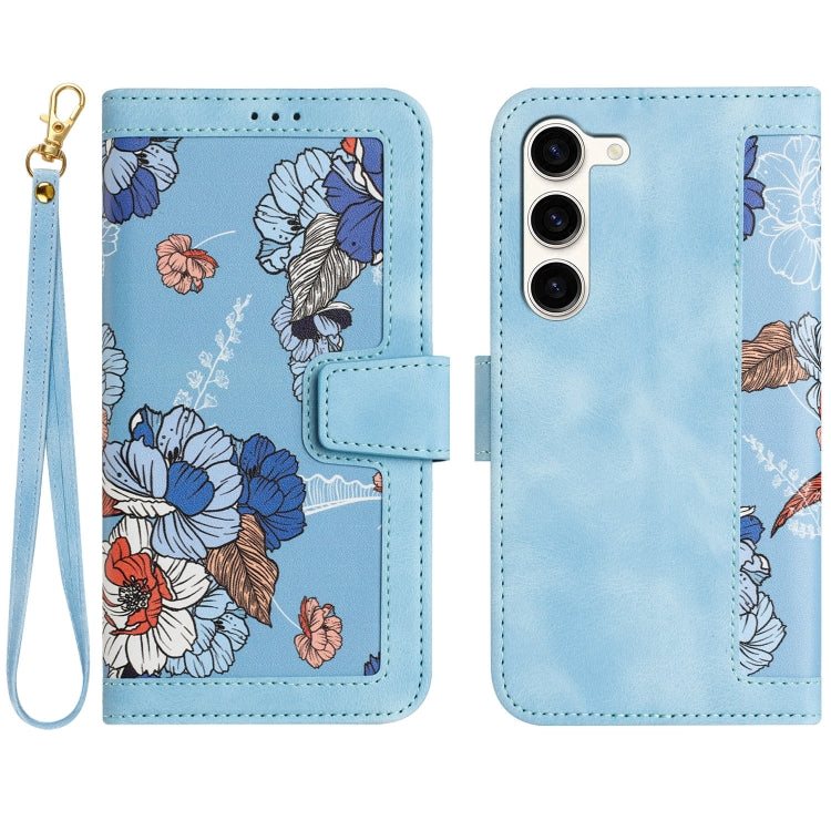 Floral Pattern Leather Phone Case with Lanyard, For Samsung Galaxy S23 5G, For Samsung Galaxy S20 FE, For Samsung Galaxy S22 Ultra 5G, For Samsung Galaxy S22+ 5G