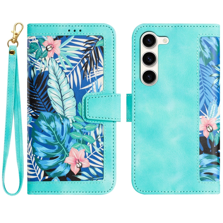 Floral Pattern Leather Phone Case with Lanyard, For Samsung Galaxy S23 5G, For Samsung Galaxy S20 FE, For Samsung Galaxy S22 Ultra 5G, For Samsung Galaxy S22+ 5G