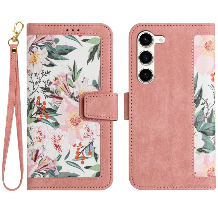 Floral Pattern Leather Phone Case with Lanyard, For Samsung Galaxy S23 5G, For Samsung Galaxy S20 FE, For Samsung Galaxy S22 Ultra 5G, For Samsung Galaxy S22+ 5G