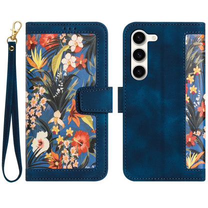 Floral Pattern Leather Phone Case with Lanyard, For Samsung Galaxy S23 5G, For Samsung Galaxy S20 FE, For Samsung Galaxy S22 Ultra 5G, For Samsung Galaxy S22+ 5G