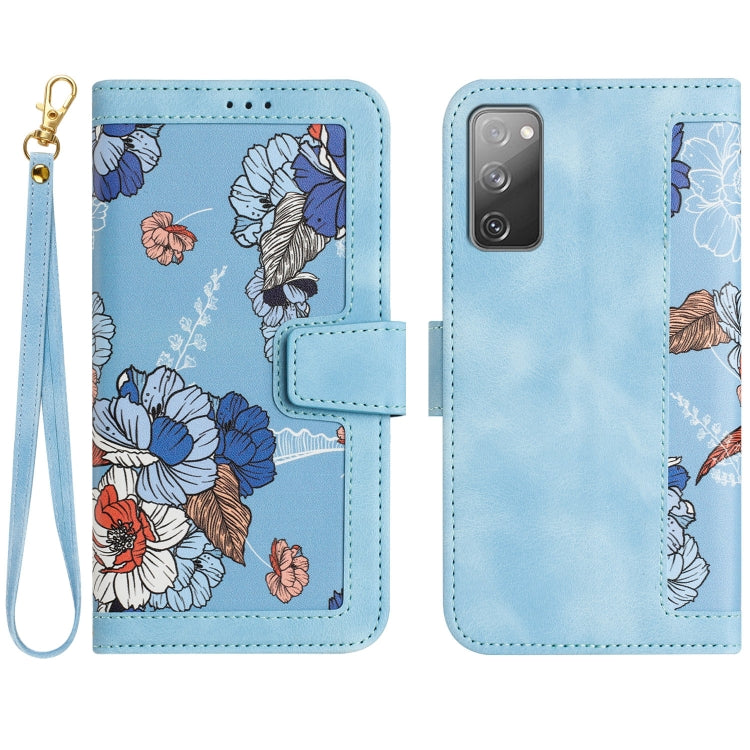 Floral Pattern Leather Phone Case with Lanyard, For Samsung Galaxy S23 5G, For Samsung Galaxy S20 FE, For Samsung Galaxy S22 Ultra 5G, For Samsung Galaxy S22+ 5G