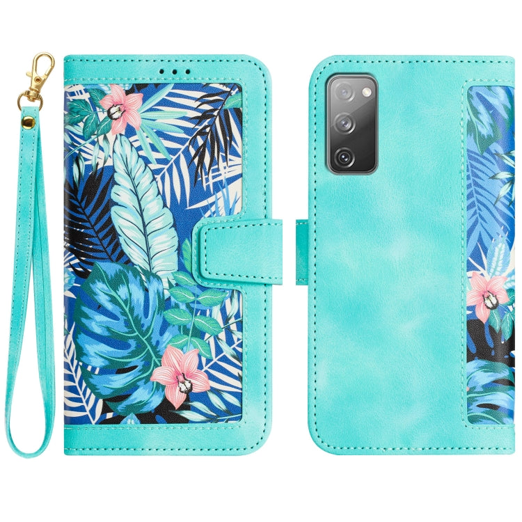 Floral Pattern Leather Phone Case with Lanyard, For Samsung Galaxy S23 5G, For Samsung Galaxy S20 FE, For Samsung Galaxy S22 Ultra 5G, For Samsung Galaxy S22+ 5G