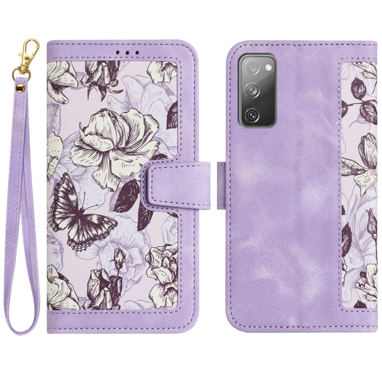 Floral Pattern Leather Phone Case with Lanyard, For Samsung Galaxy S23 5G, For Samsung Galaxy S20 FE, For Samsung Galaxy S22 Ultra 5G, For Samsung Galaxy S22+ 5G
