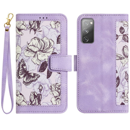 Floral Pattern Leather Phone Case with Lanyard, For Samsung Galaxy S23 5G, For Samsung Galaxy S20 FE, For Samsung Galaxy S22 Ultra 5G, For Samsung Galaxy S22+ 5G